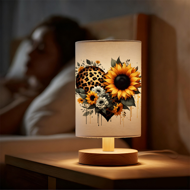 Sun Flower Printed USB Powered Linen Lamp