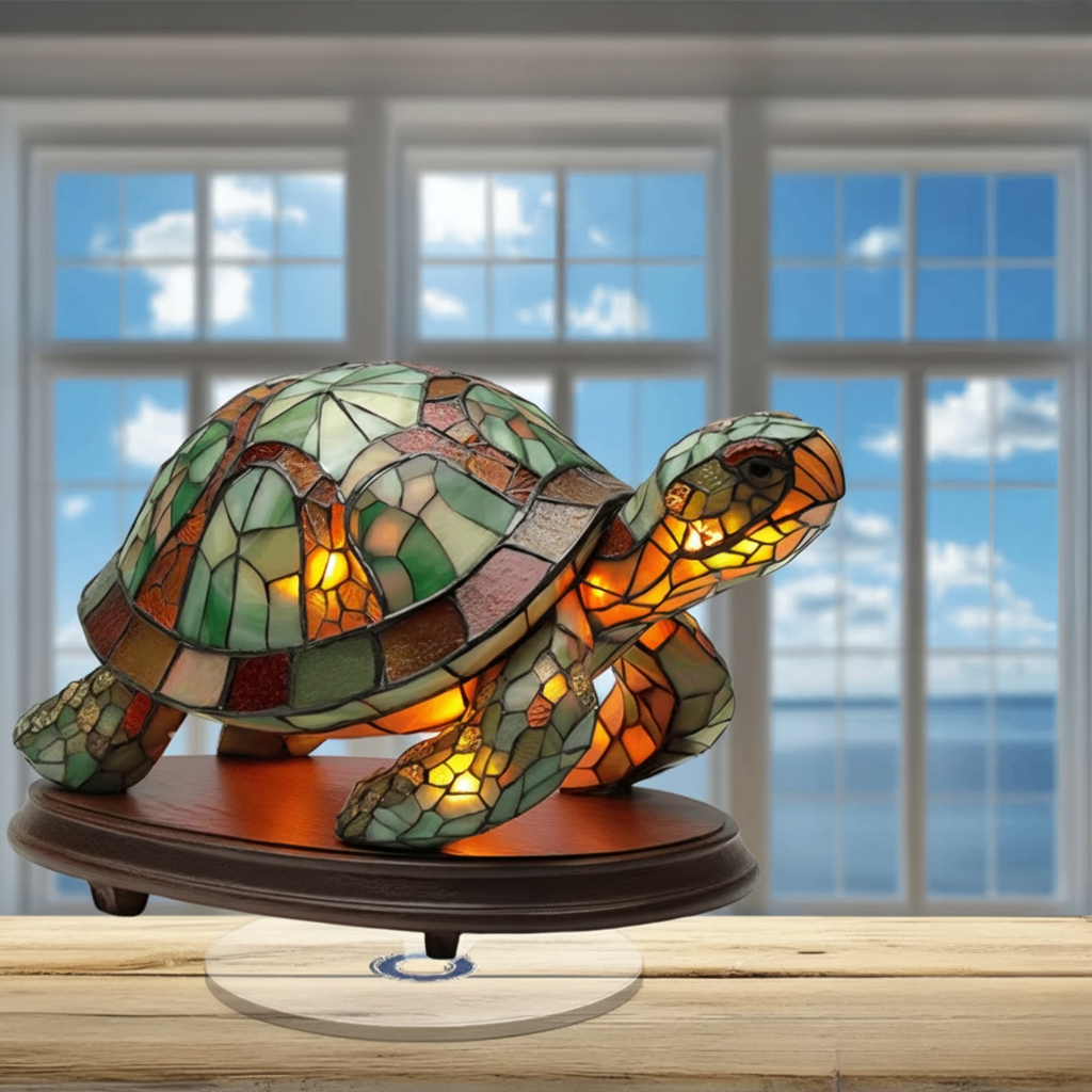 2D Flat Rotating Acrylic Turtle Design Table Decor