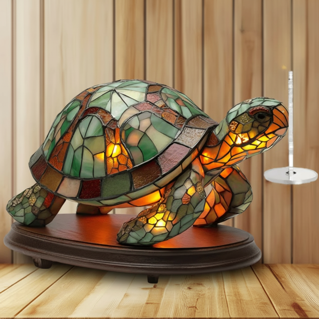 2D Flat Rotating Acrylic Turtle Design Table Decor