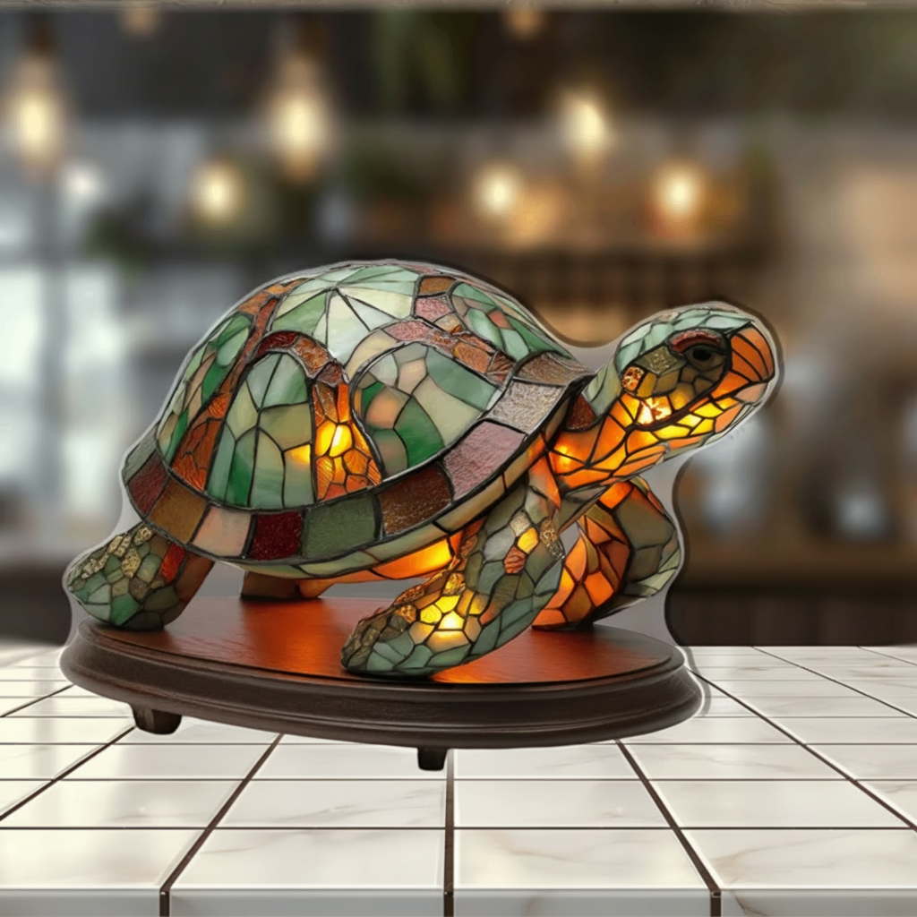 2D Flat Rotating Acrylic Turtle Design Table Decor – 3D Optical Lamp