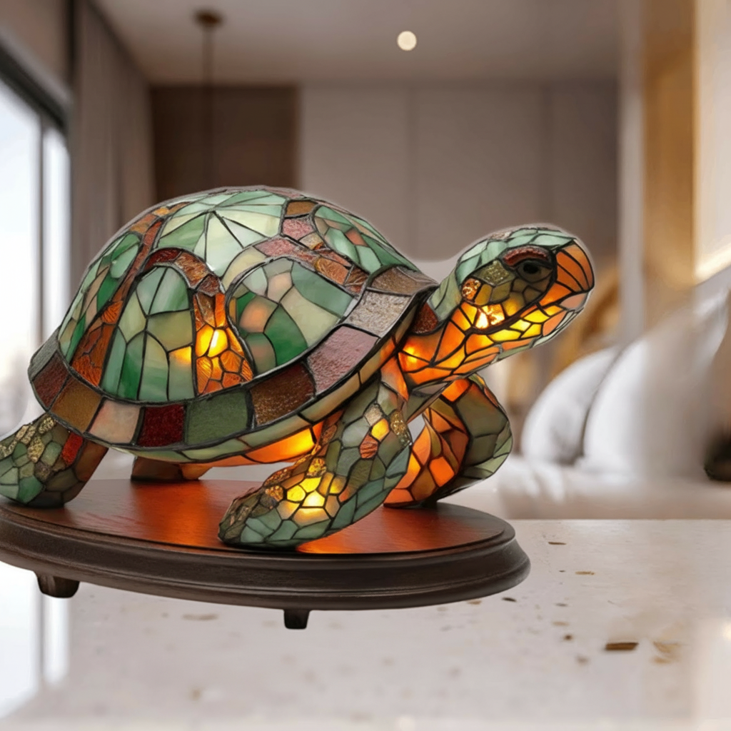 2D Flat Rotating Acrylic Turtle Design Table Decor