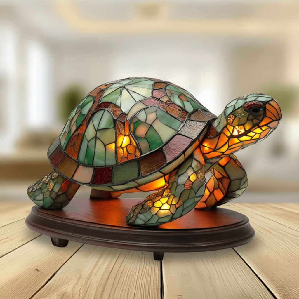2D Flat Rotating Acrylic Turtle Design Table Decor
