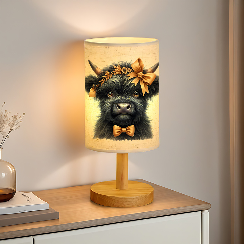 Cow Themed USB Powered Linen Lamp