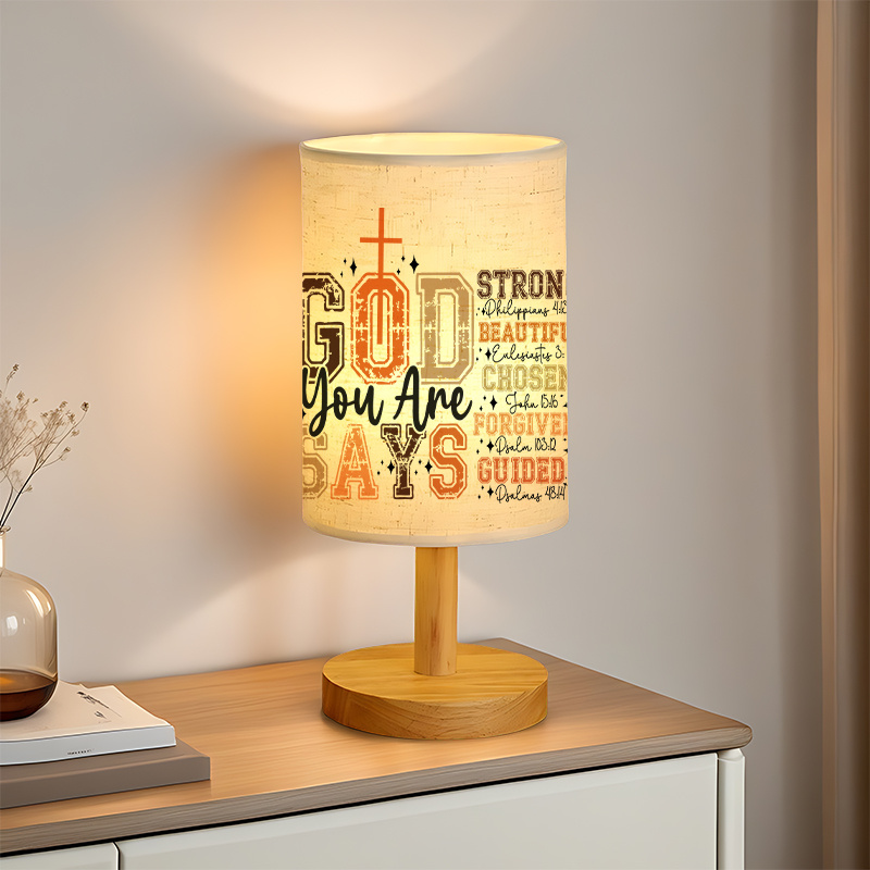 Modern USB-Powered Linen Lamp with Christian Bible Verse Design