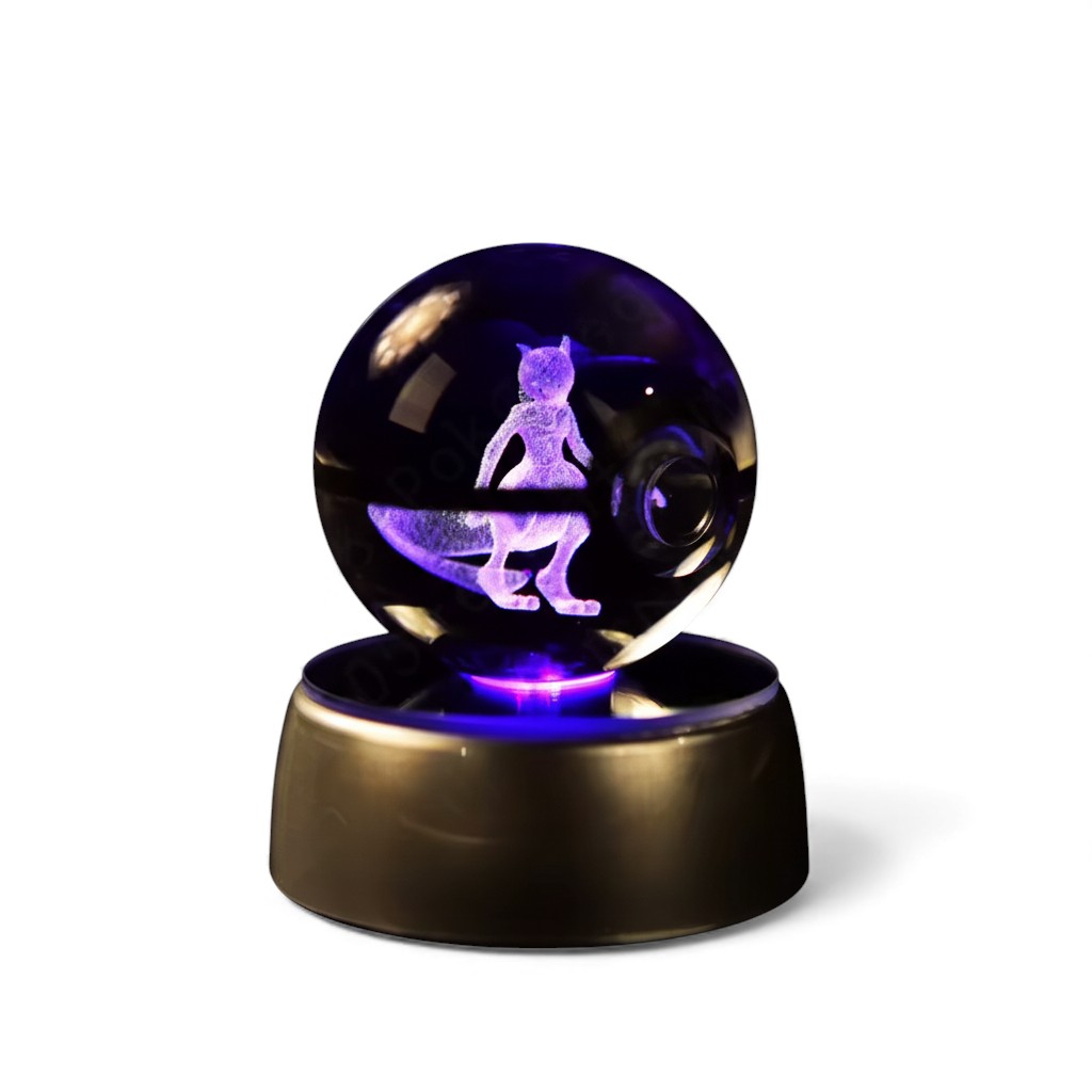 Pokemon Crystal Ball 3D Pikachu Mewtwo Mew Gengar Night Light Lamp 