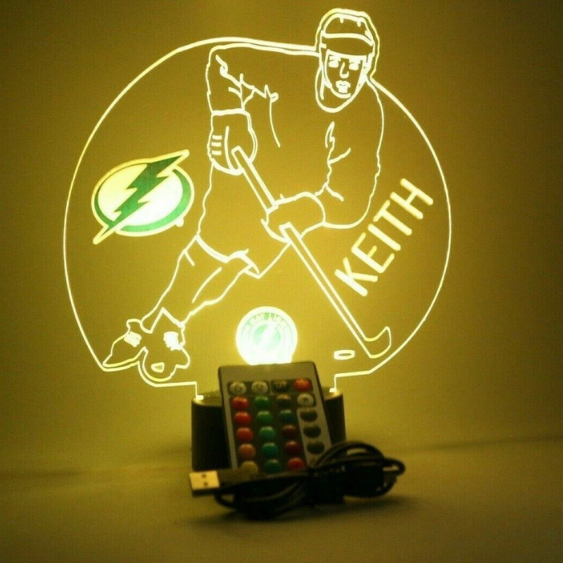 Personalized Tampa Bay Lightning NHL TB Hockey Player Fan Light Up Lamp LED 