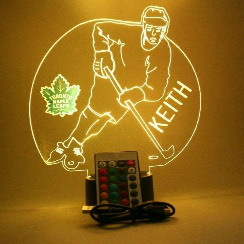 Personalized Toronto Maple Leafs NHL Hockey Player Sports Light Up Lamp LED 