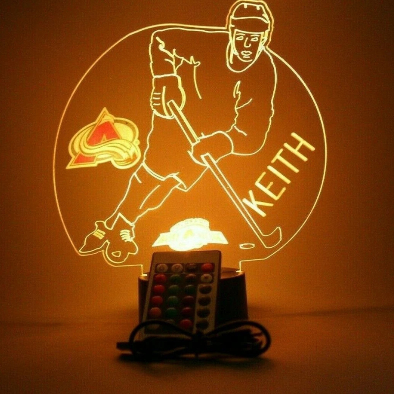 Personalized Colorado Avalanche NHL Hockey Player Sports Light Up Lamp 