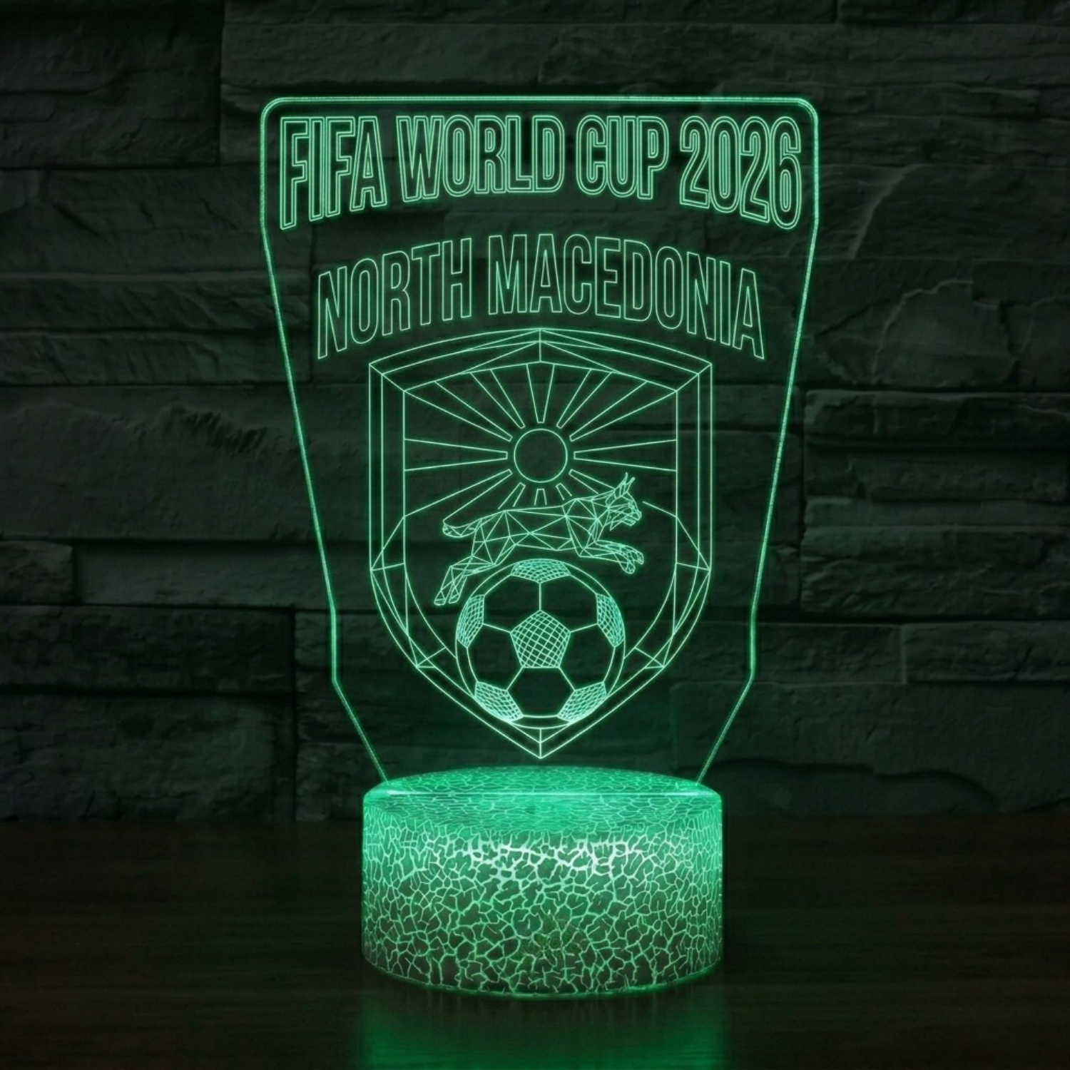 FIFA 2026 North Macedonia Soccer Sports Themed 3D Optical Lamp