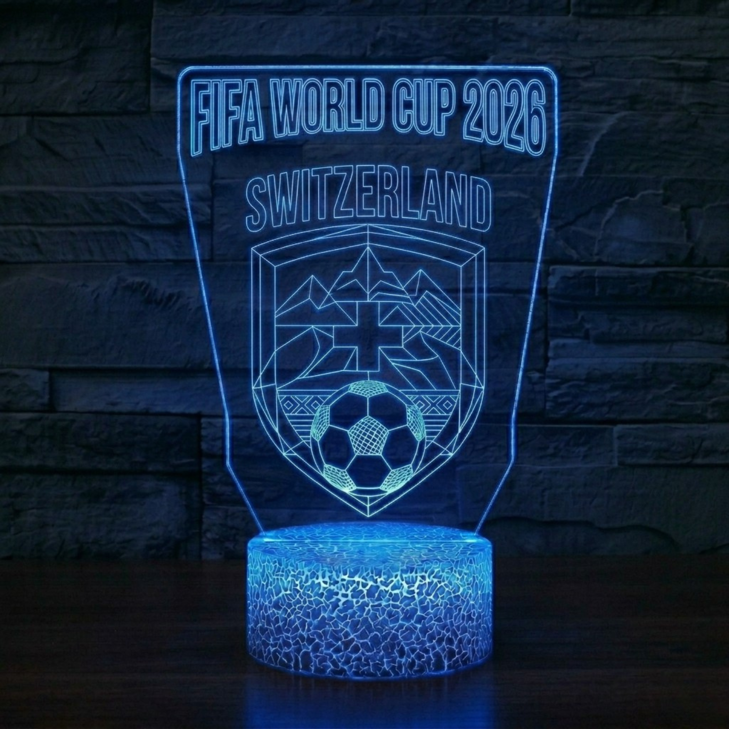 FIFA 2026 Switzerland Soccer Sports Themed 3D Optical Lamp
