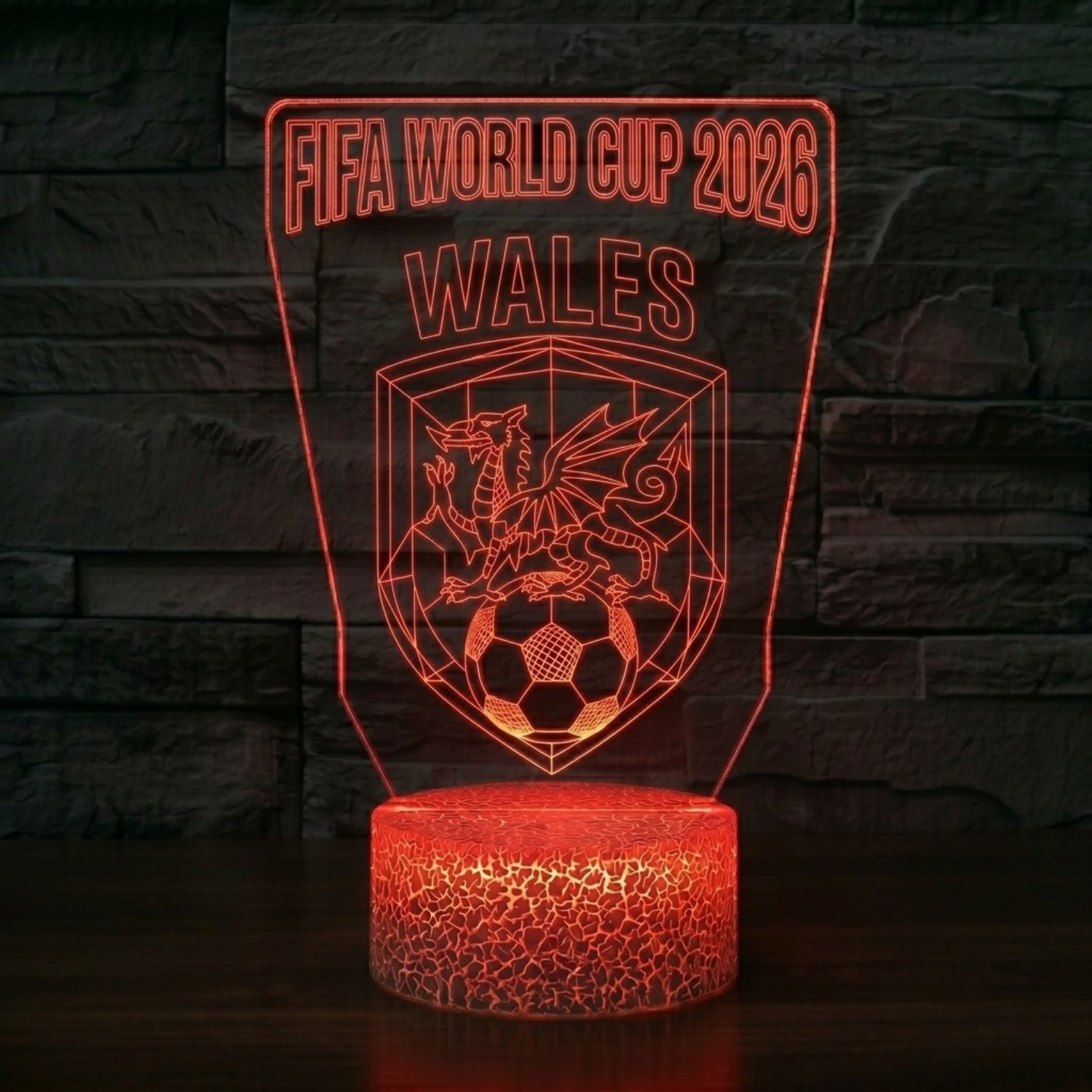 FIFA 2026 Wales Soccer Sports Themed 3D Optical Lamp