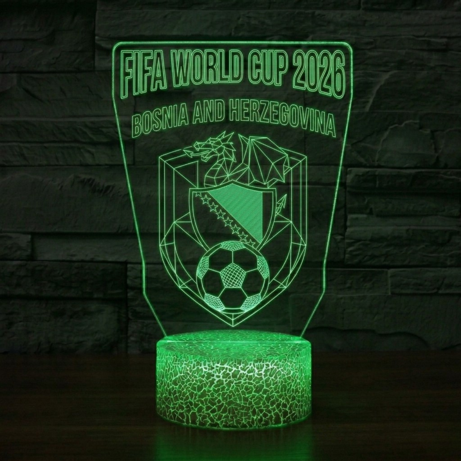 FIFA 2026 Bosnia and Herzegovina Soccer Sports Themed 3D Optical Lamp