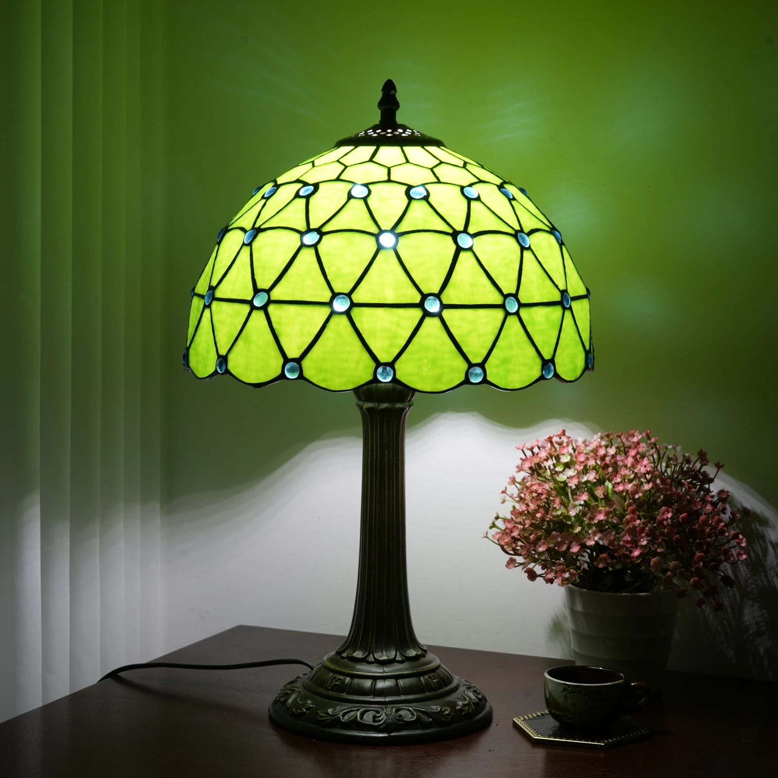 Christmas Table Lamp Stained Glass Bedside Table Lamp 