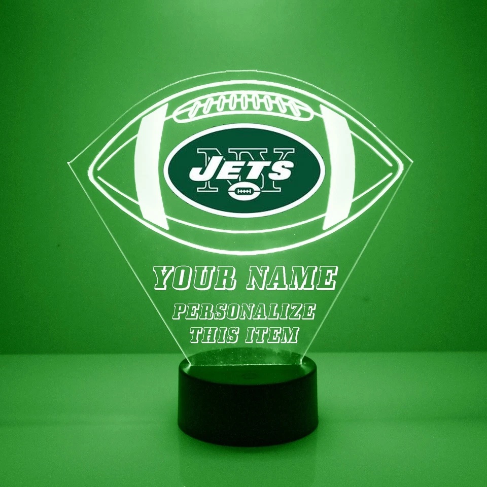 New York Jets Night Light, Football LED Sports Fan Lamp, Personalized FREE