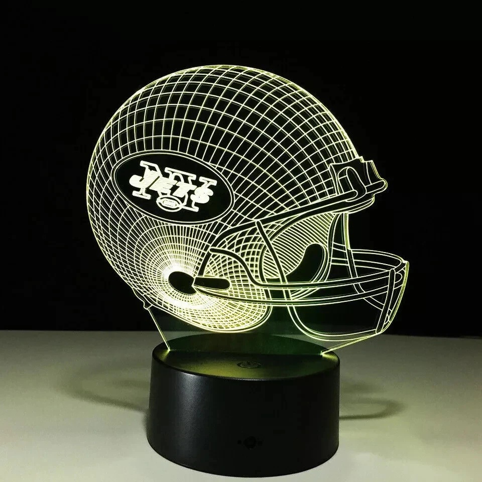 3D LED illusion New York Jets Helmet USB 7Color Night Light Lamp Bedroom Rodgers