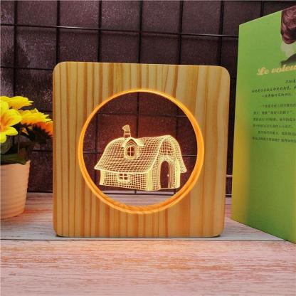 Cozy Home Wood Frame 3D Optical Illusion Lamp - 3D Optical Lamp