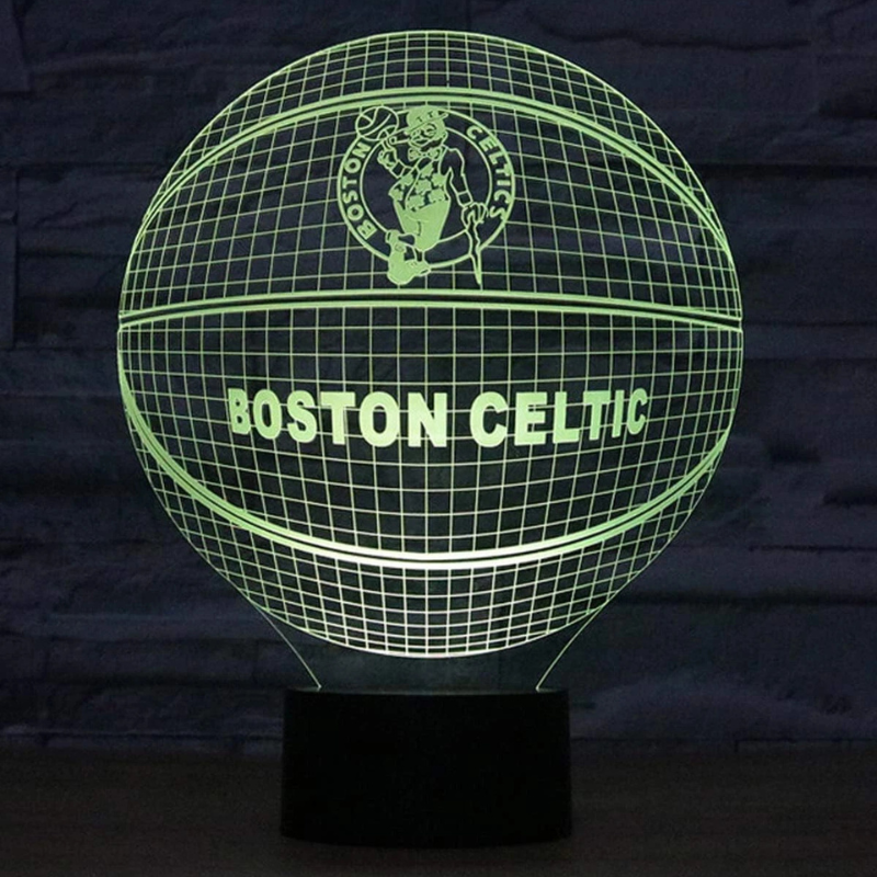 3D Optical Boston Celtic Basketball 9 Inch Lamp