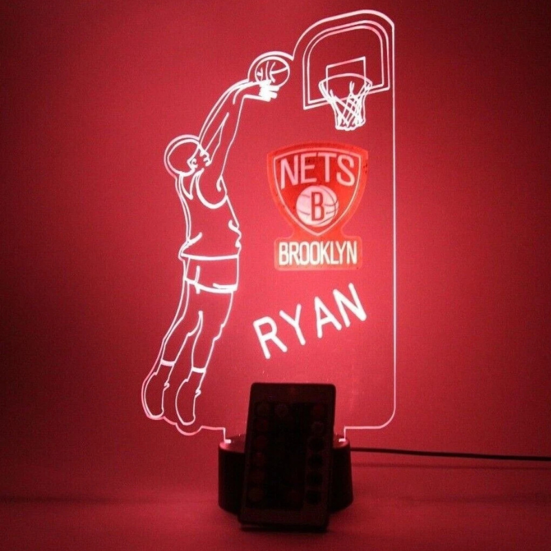 Personalized Brooklyn Nets NBA Basketball Player Sports Light Up Lamp