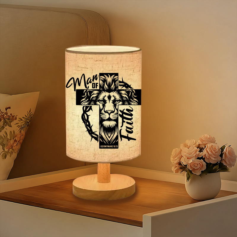 Modern USB-Powered Linen Table Lamp with Face Design
