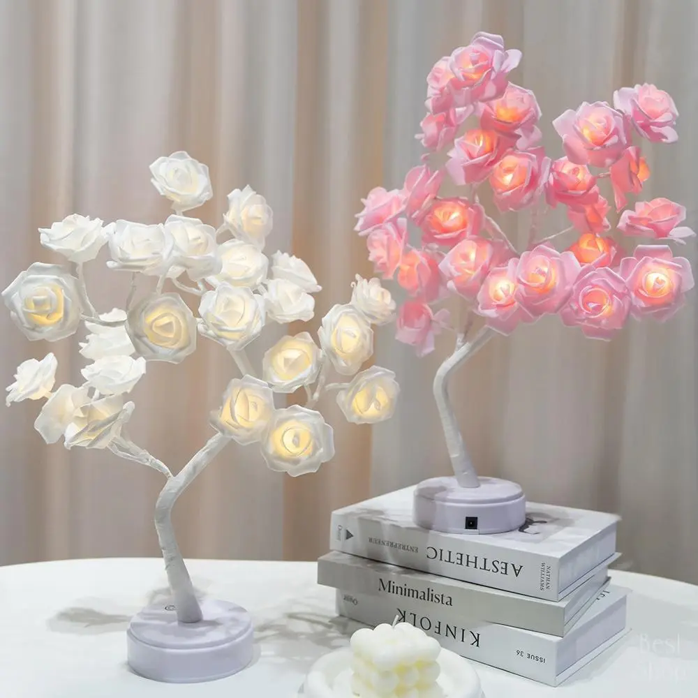 LED Rainbow Rose Flower Tree Lamp