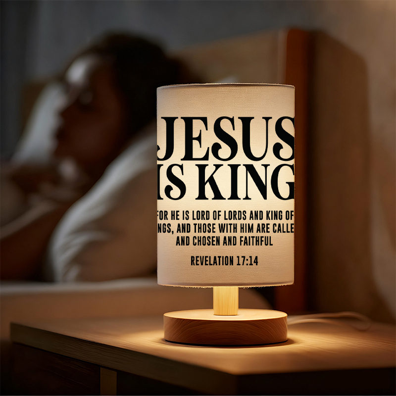 Christian Faith USB Powered Linen Table Lamp