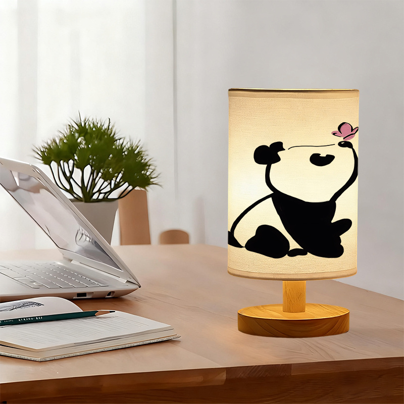 A Modern USB-powered Linen Table Lamp With Creative Patterns