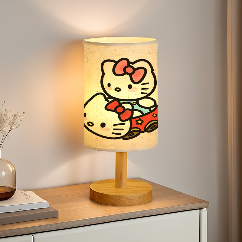 Modern USB-powered Sanrio Linen Table Lamp Creative Sanrio Patterns