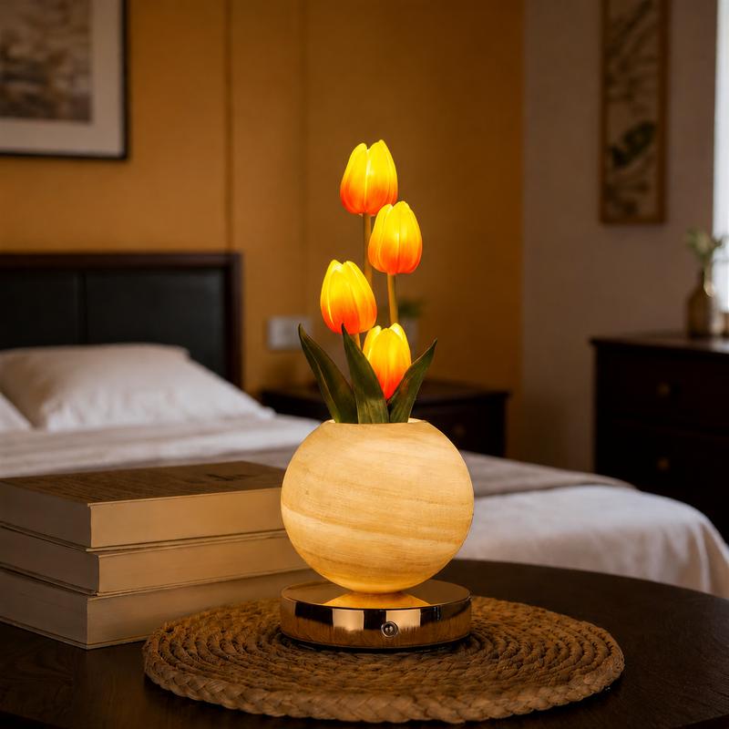 Decorative Tulip Flower Planet Pot Table Lamp