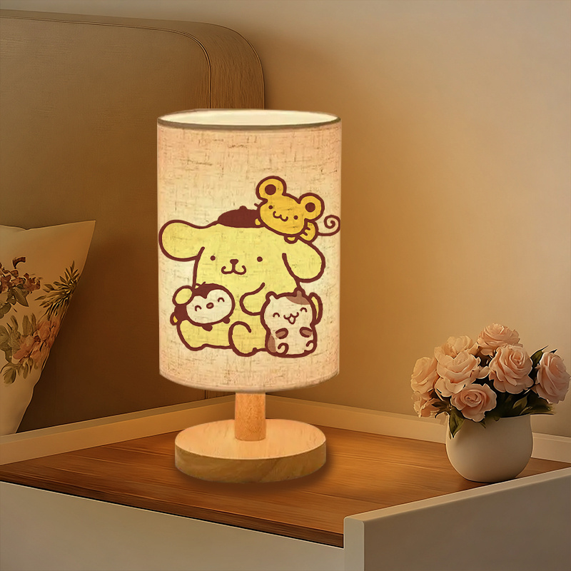 A Modern USB-powered Sanrio Linen Table Lamp Featuring Creative Sanrio Patterns