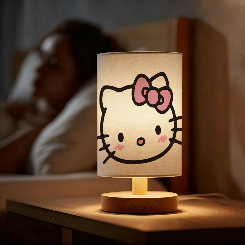 Modern USB-powered Sanrio Linen Table Lamp Perfect for Bedside Decoration