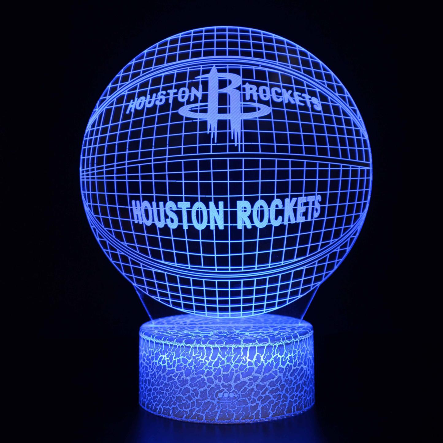 Rockets Basketball LED Lamp-3D Optical Lamp