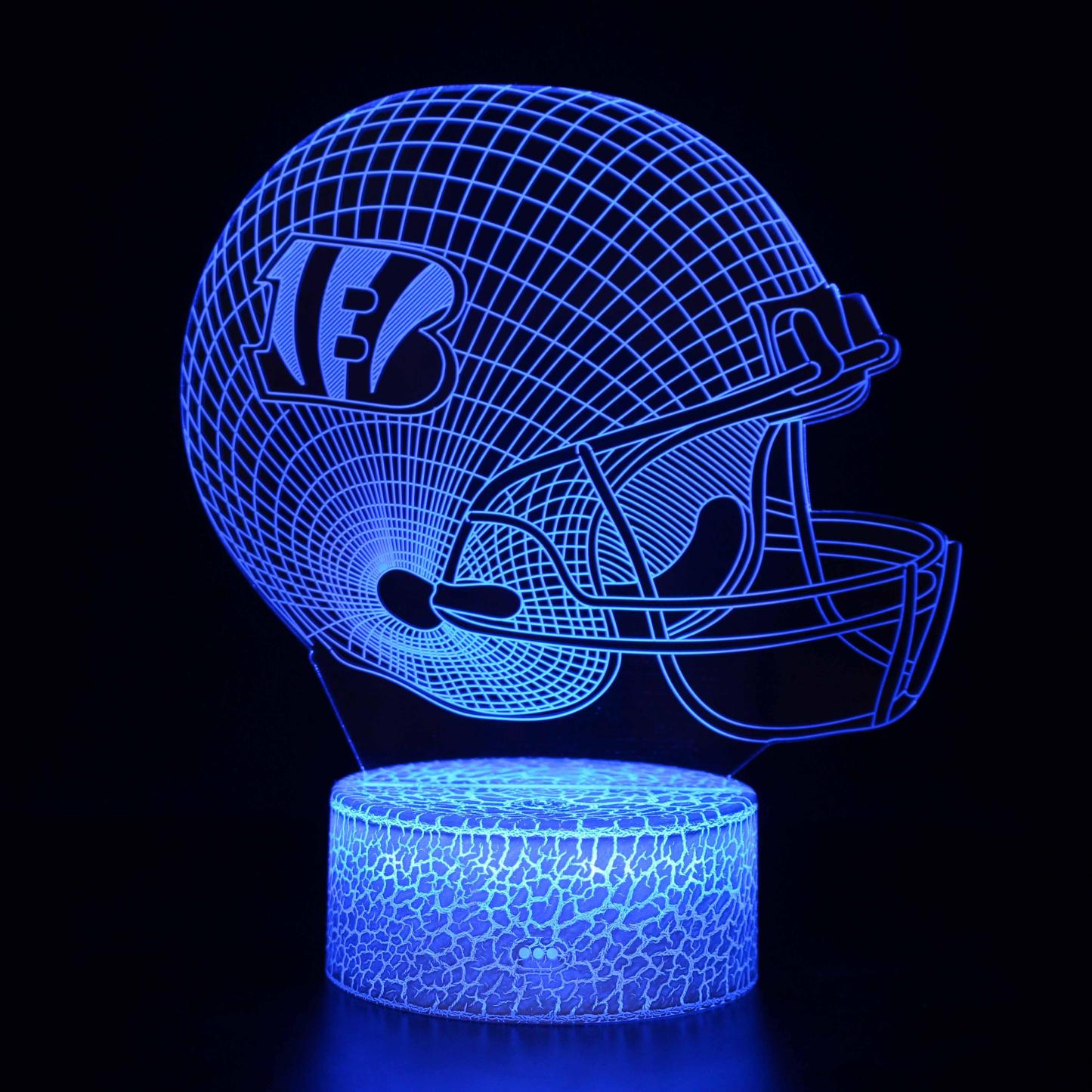 Cincinnati Bengals Football Helmet 3D Optical Illusion Lamp - 3D Optical Lamp