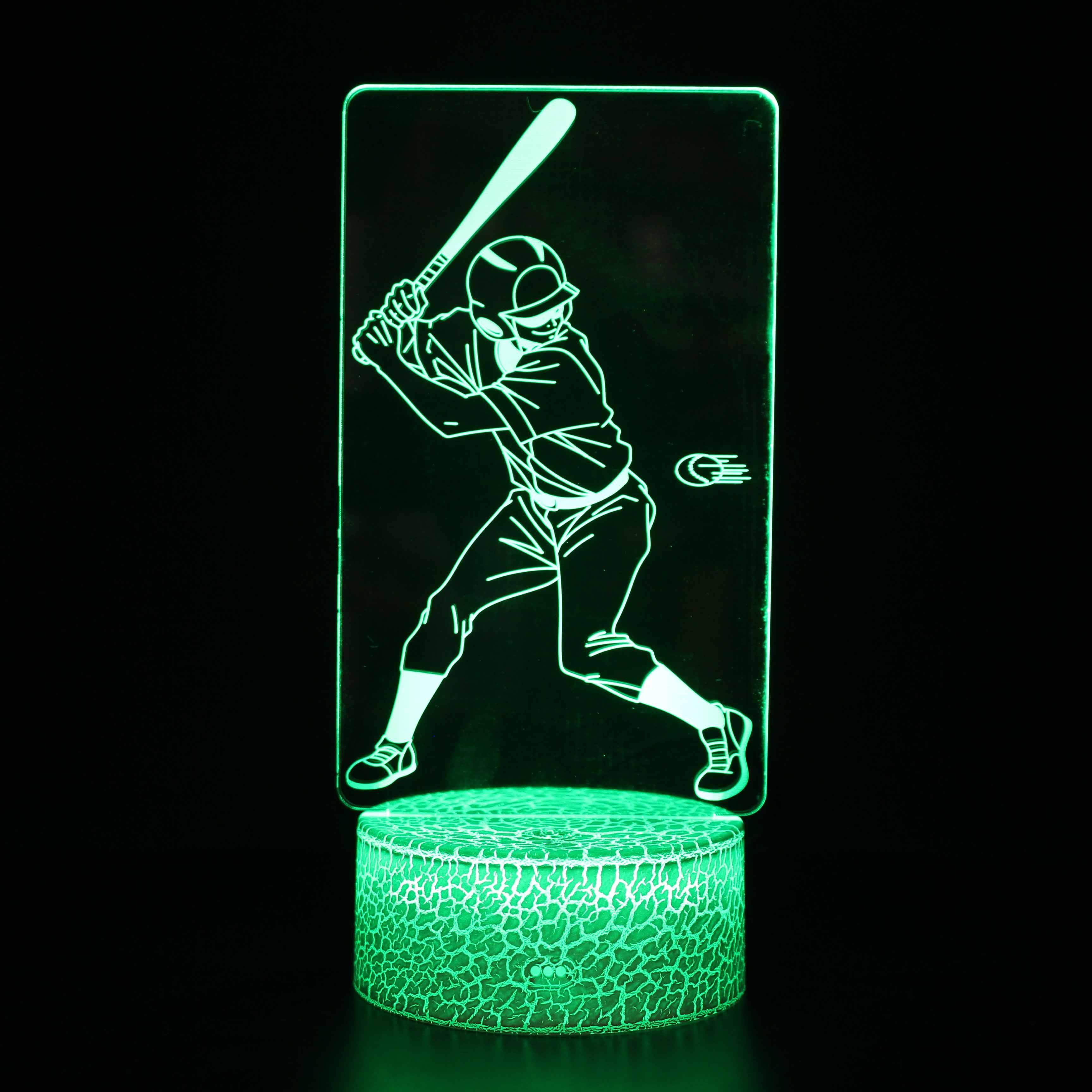 Baseball Player 3D Optical Illusion Lamp - 3D Optical Lamp