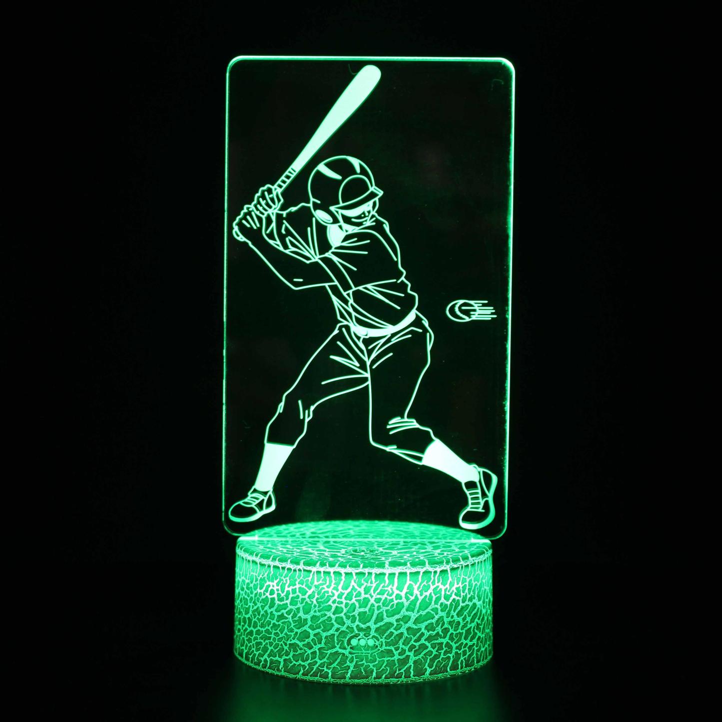 Baseball Player 3D Optical Illusion Lamp - 3D Optical Lamp