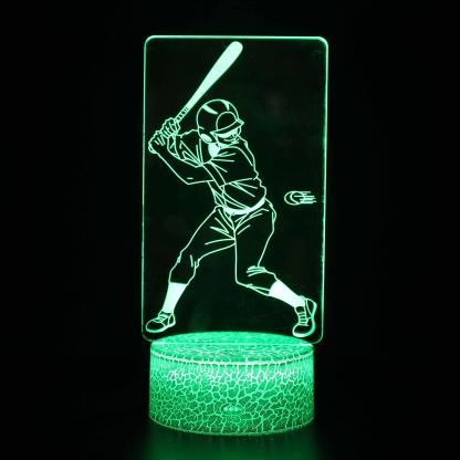 Baseball Player 3D Optical Illusion Lamp - 3D Optical Lamp