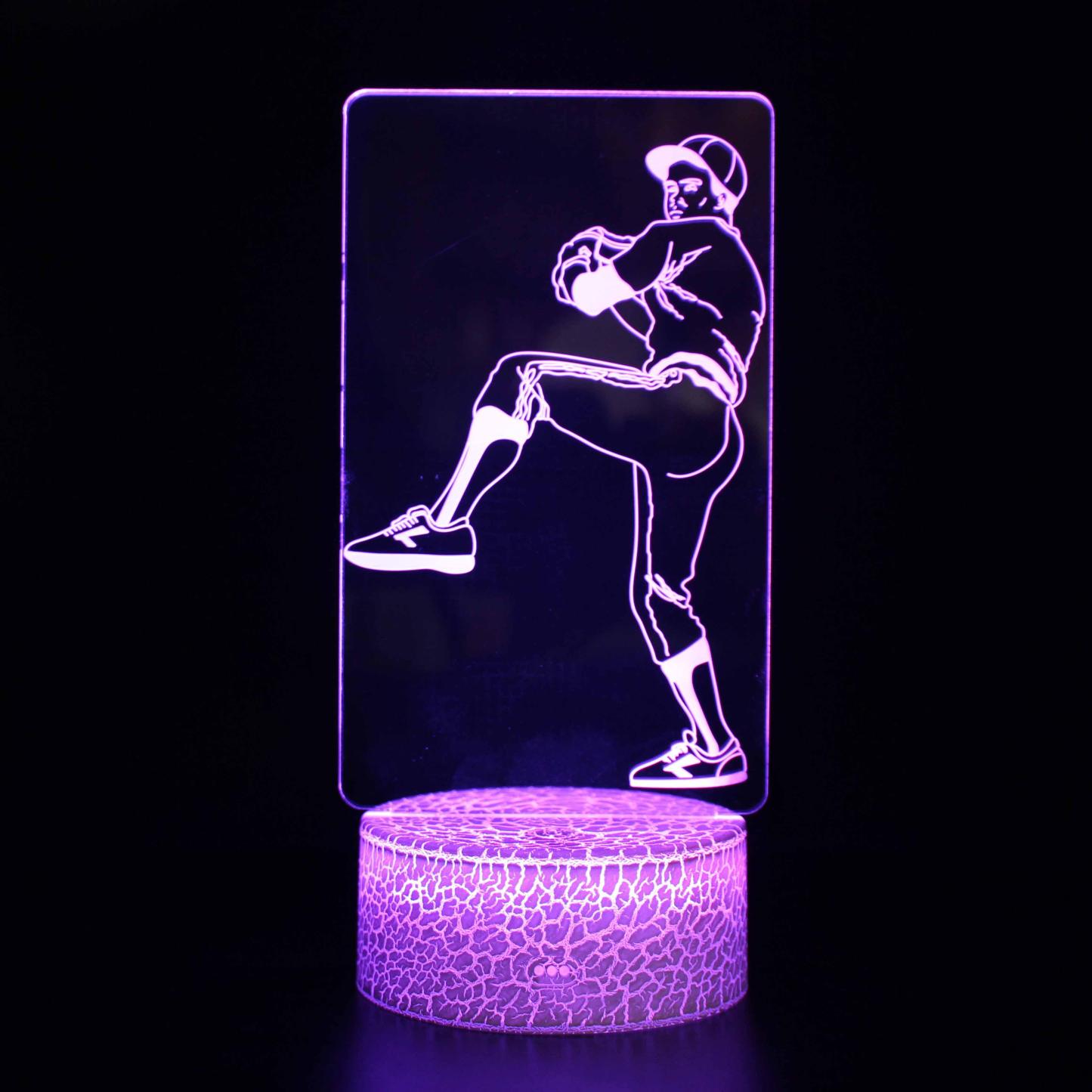 Baseball Pitcher 3D Optical Illusion Lamp - 3D Optical Lamp