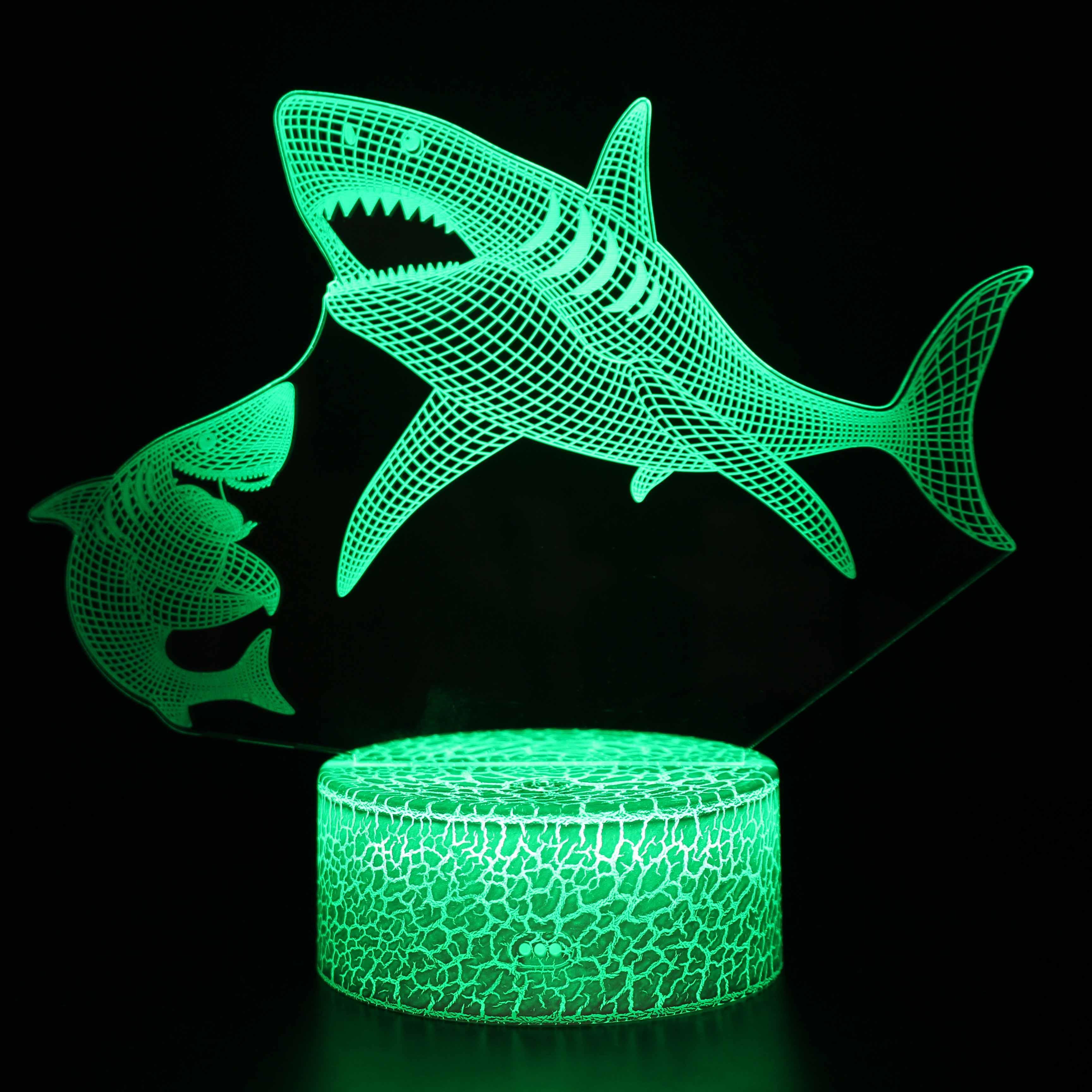 Realistic Shark Marine Life 3D Optical Illusion Lamp-3D Optical Lamp