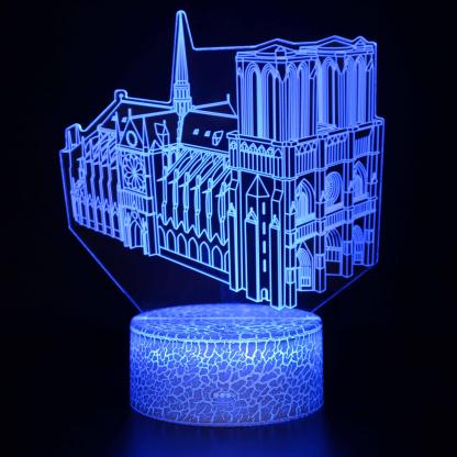 Notre Dame de Paris Building 3D Optical Illusion Lamp - 3D Optical Lamp