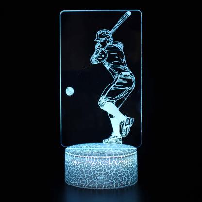 Baseball Player Batter 3D Optical Illusion Lamp - 3D Optical Lamp
