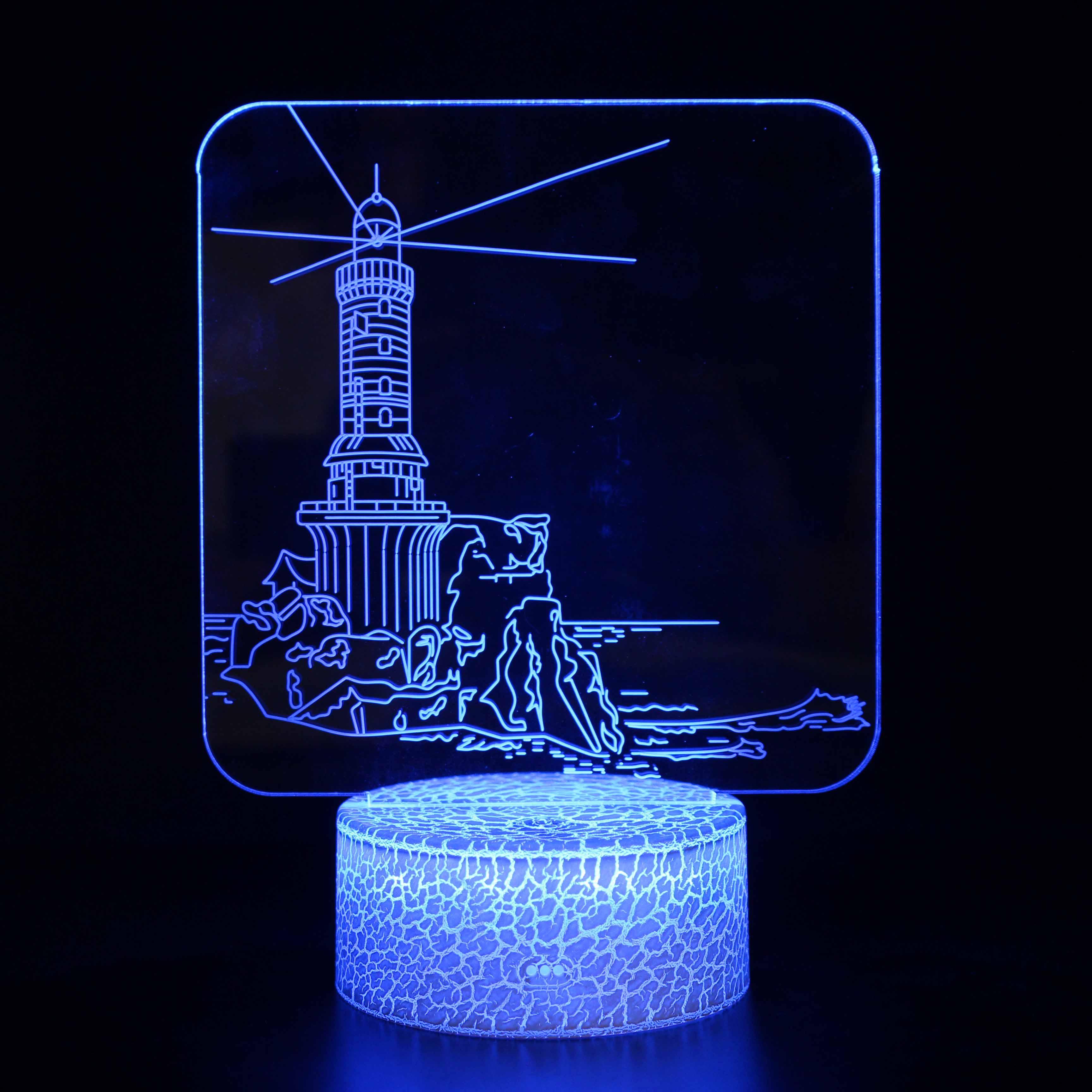 Famous Lighthouse Building 3D Optical Illusion Lamp - 3D Optical Lamp