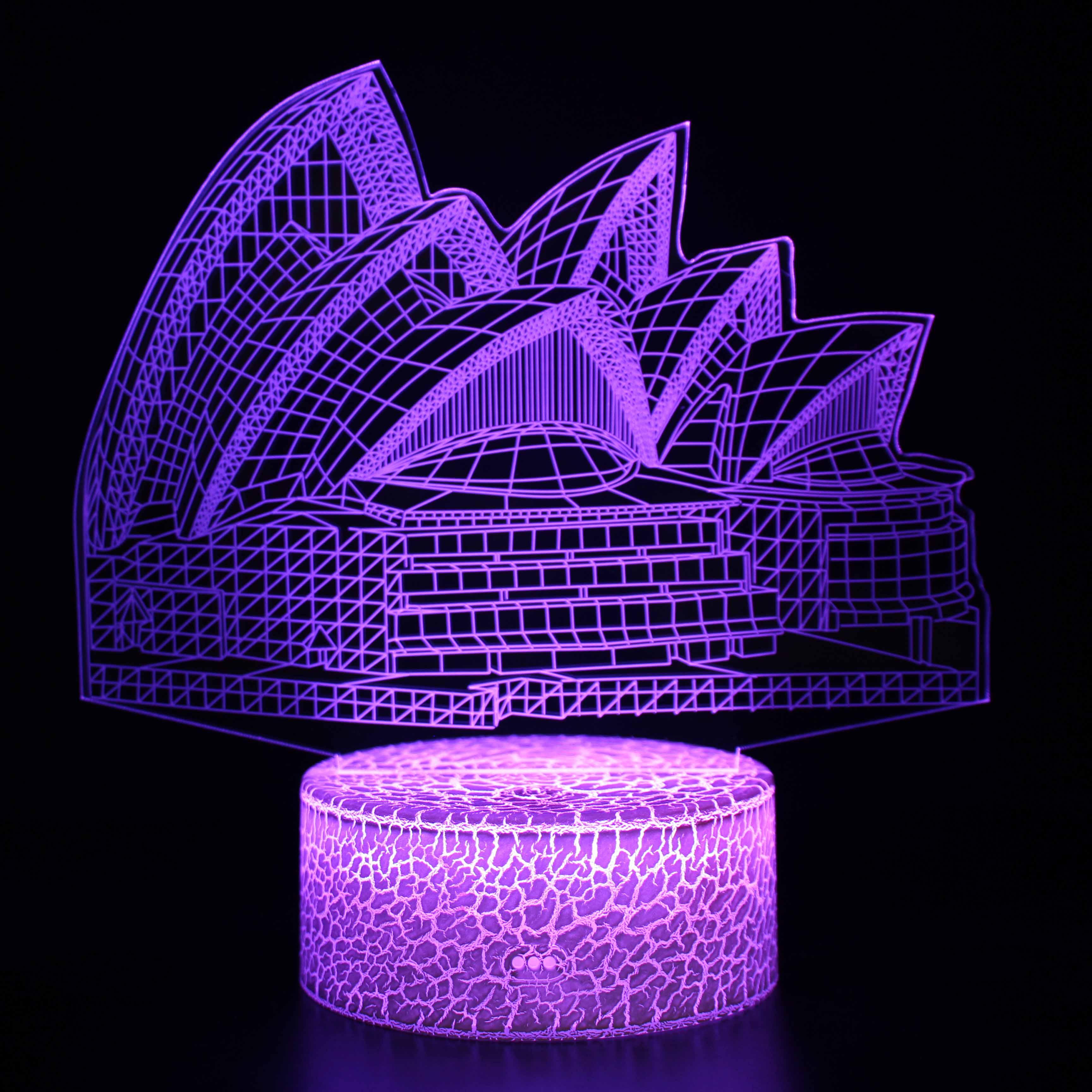 Sydney Opera House Building 3D Optical Illusion Lamp-3D Optical Lamp