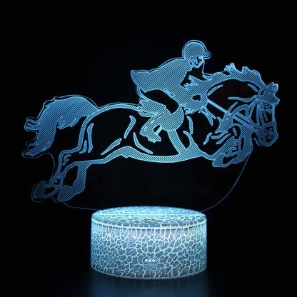 Horse Rider Galloping 3D Optical Illusion Lamp - 3D Optical Lamp