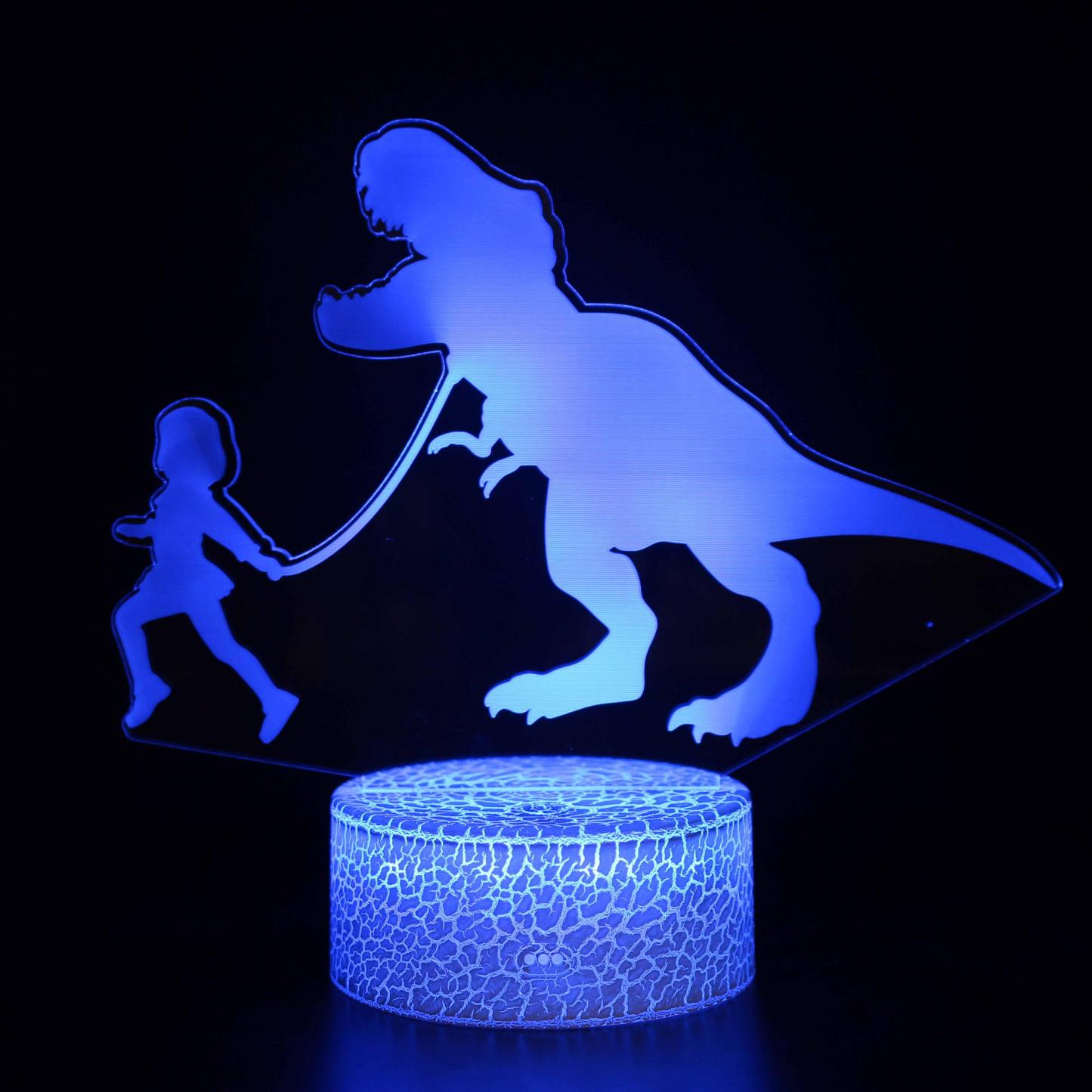 Silhouette Pet Dinosaur Leash 3D Optical Illusion Lamp - 3D Optical Lamp
