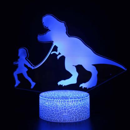 Silhouette Pet Dinosaur Leash 3D Optical Illusion Lamp - 3D Optical Lamp