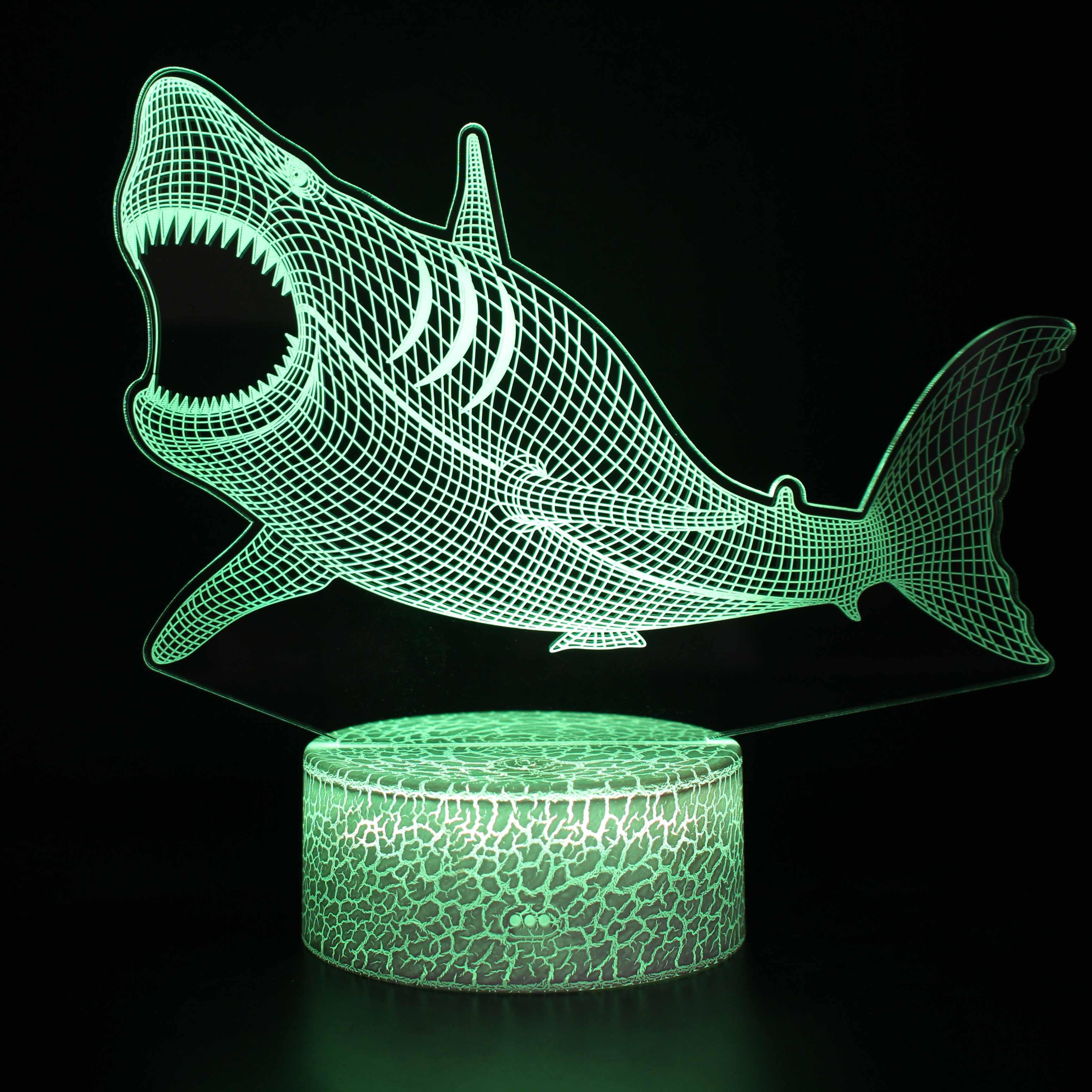 Realistic Shark Marine Life 3D Optical Illusion Lamp - 3D Optical Lamp