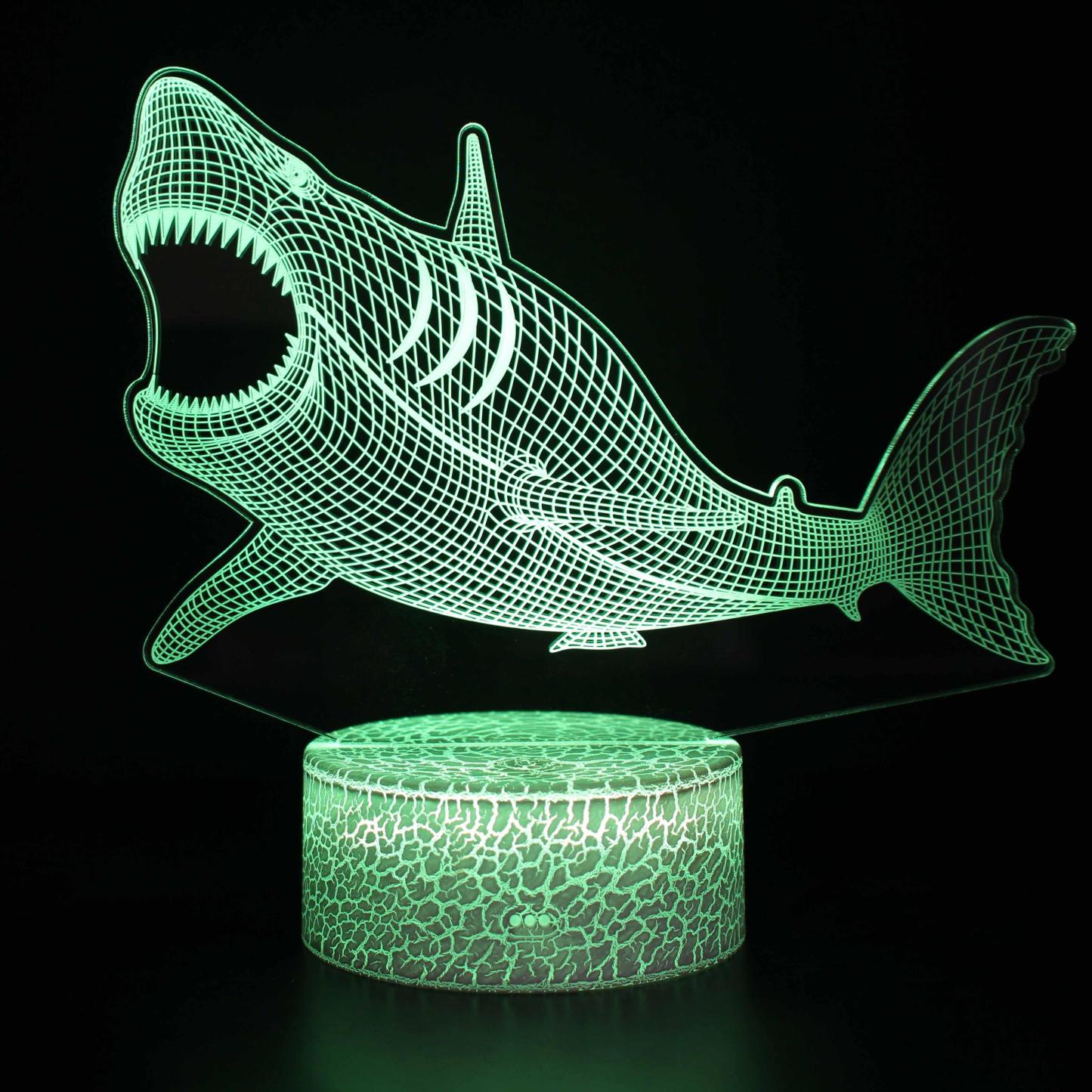 Realistic Shark Marine Life 3D Optical Illusion Lamp - 3D Optical Lamp