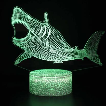 Realistic Shark Marine Life 3D Optical Illusion Lamp - 3D Optical Lamp
