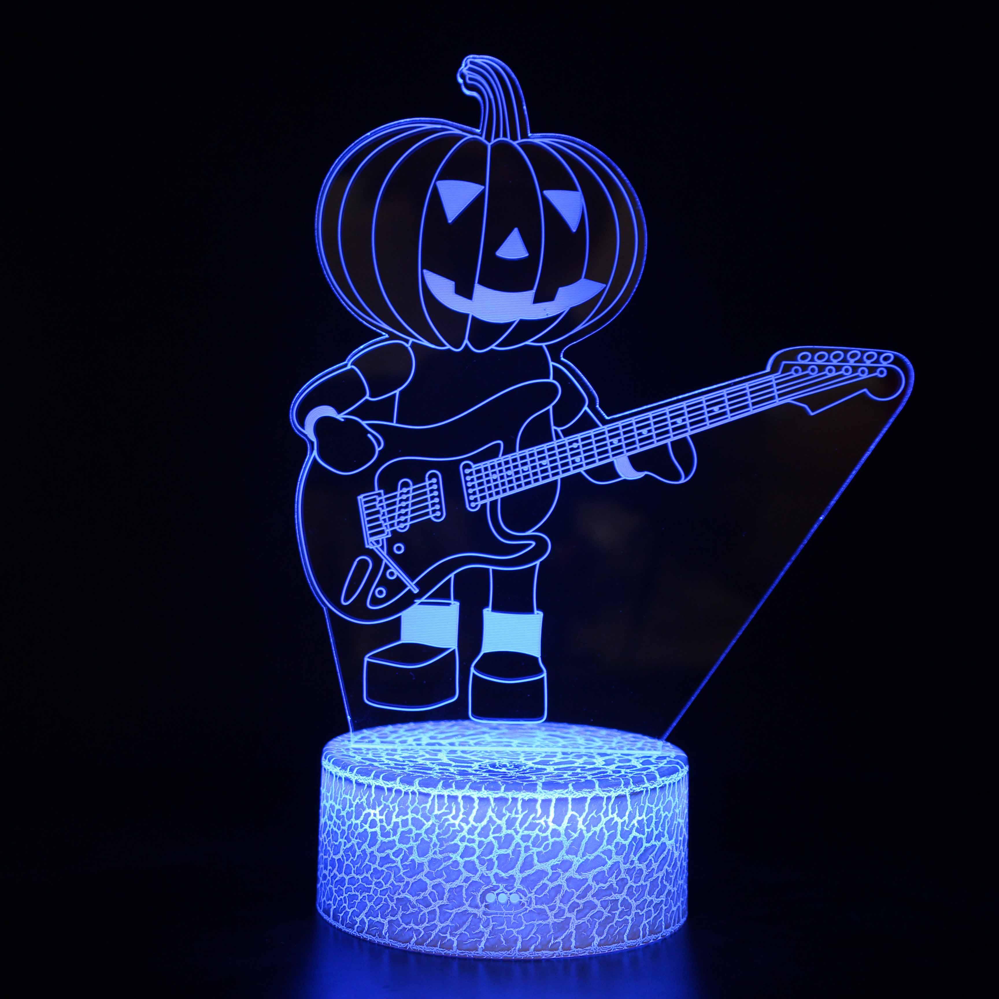 Halloween Cute Guitar Jack-o-lantern 3D Optical Illusion Lamp - 3D Optical Lamp