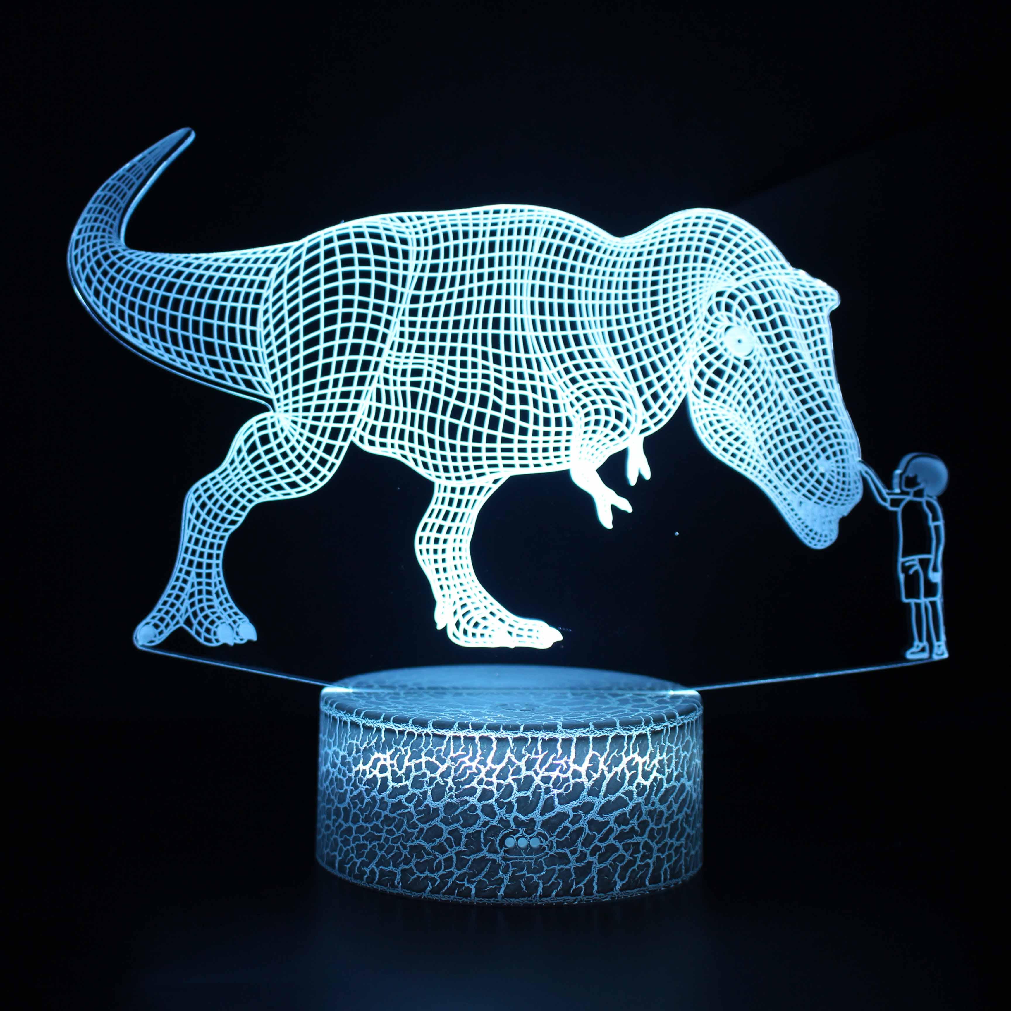 Kid Petting Dinosaur 3D Optical Illusion Lamp-3D Optical Lamp