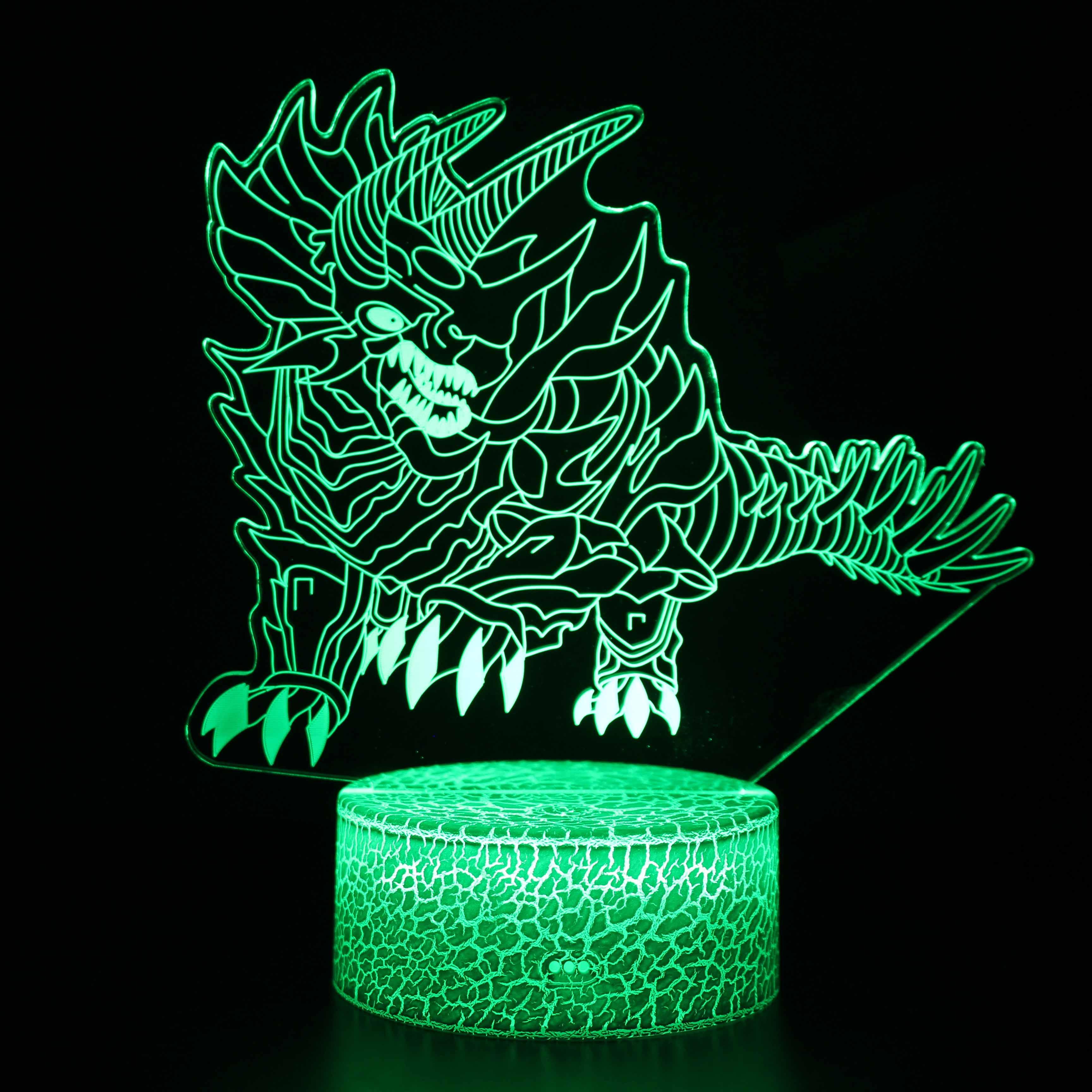 Realistic Spiked Dragon Dinosaur 3D Optical Illusion Lamp - 3D Optical Lamp